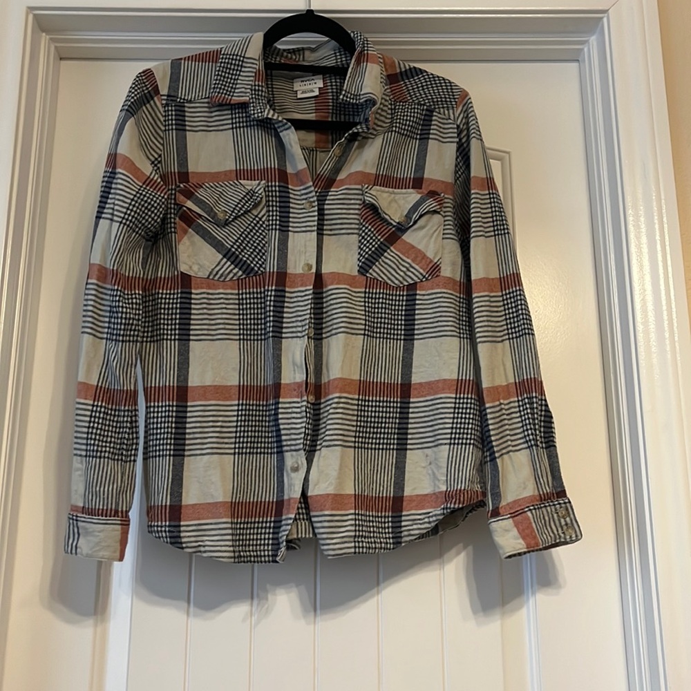 RVCA lightweight flannel, multi colored, red white and blue